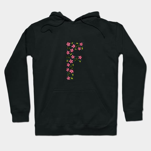 Floral Monogram Letter F Hoodie by SRSigs